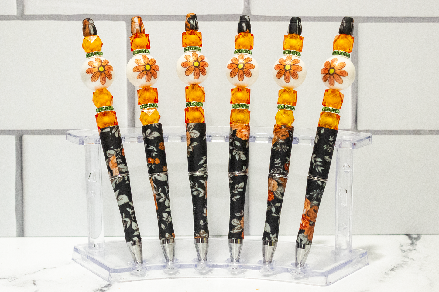 Fall Flower on Printed Beaded Pen