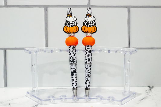 Triple Pumpkin on Cow Print Beaded Pen