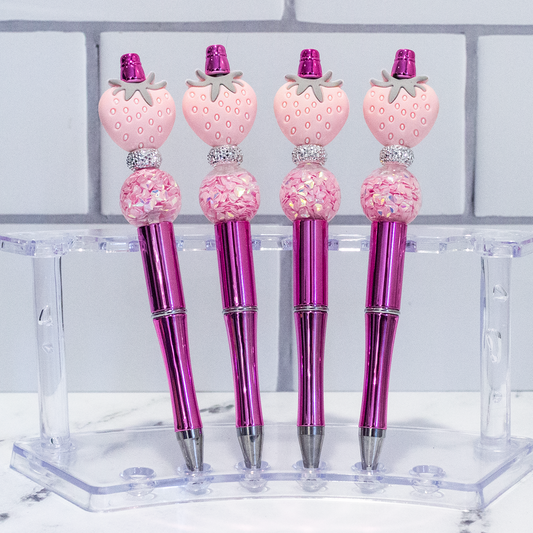 Pink Strawberry Beaded Pen