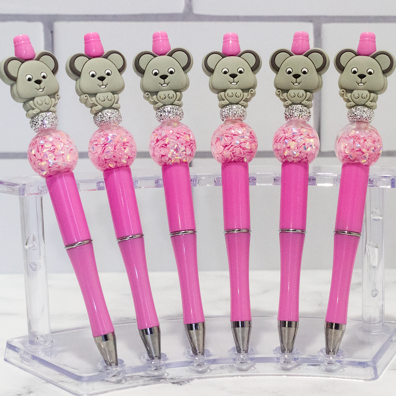 Mouse Pink Beaded Pen