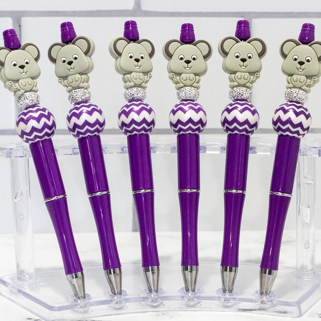 Mouse Purple Beaded Pen