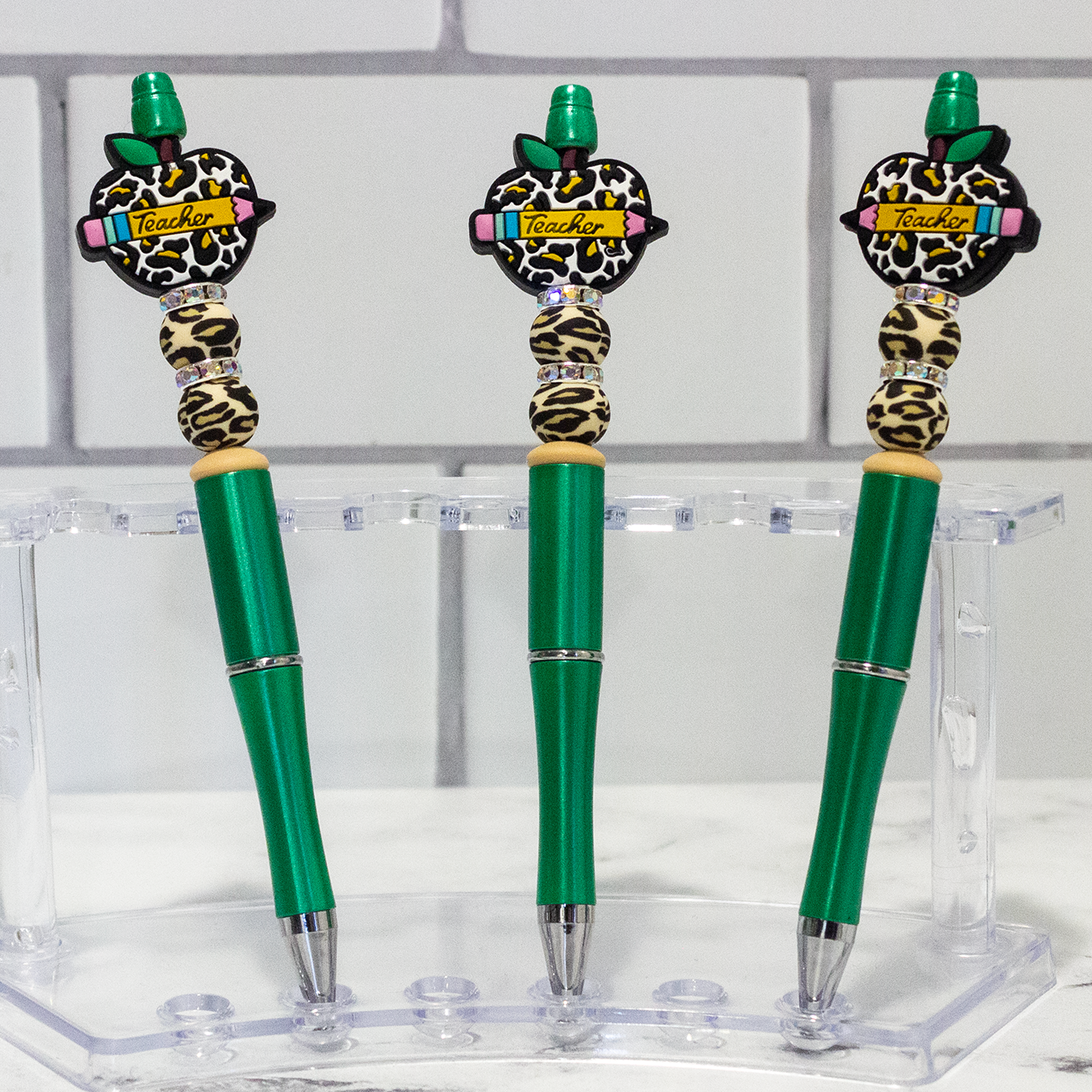 Teacher Green Beaded Pen