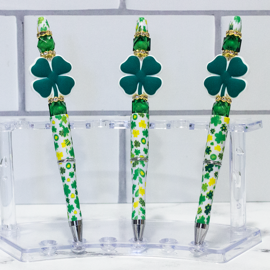 Shamrock St. Patrick's Day Printed  Beaded Pen