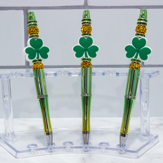 Silicone St. Patrick's Day, Green Ombre Beaded Pen