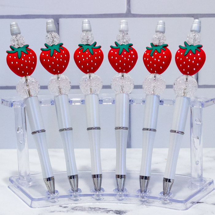 Silicone Strawberry Beaded Pen