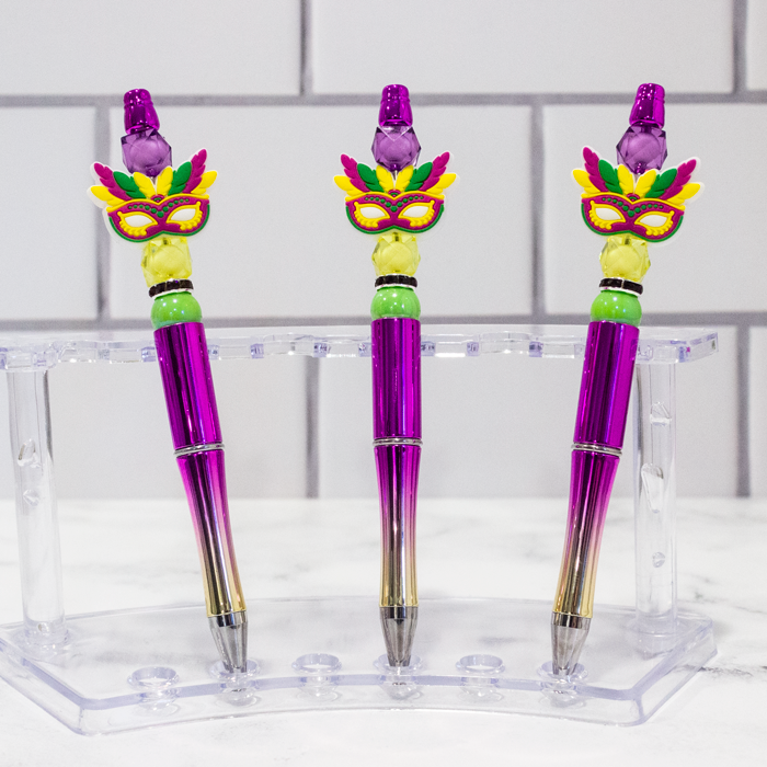 Silicone Mardi Gras Mask Ombre Beaded Pen