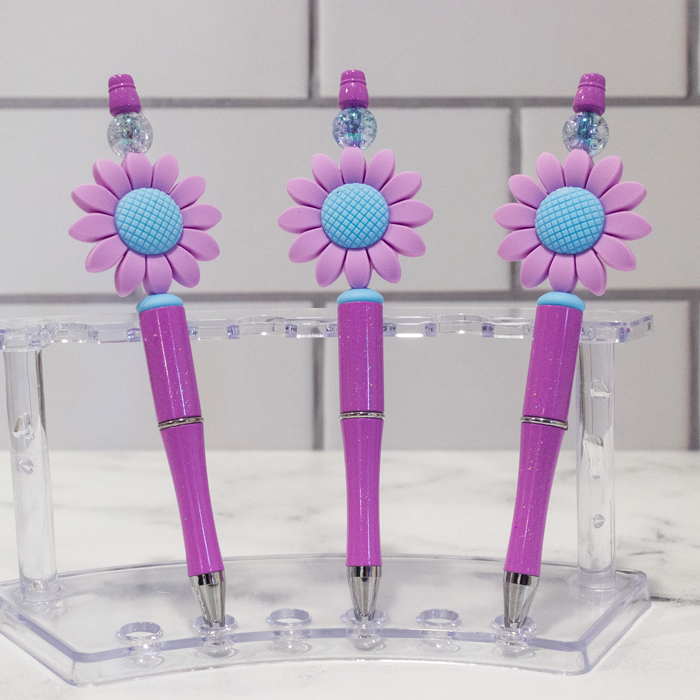 Silicone Daisy, Purple Beaded Pen