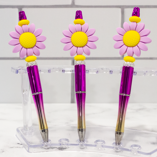 Silicone Daisy, Purple Ombre Beaded Pen