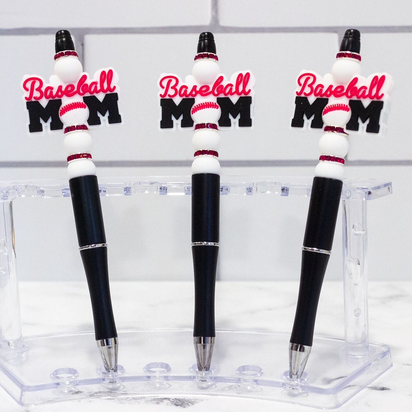 Silicone Baseball Mom Beaded Pen