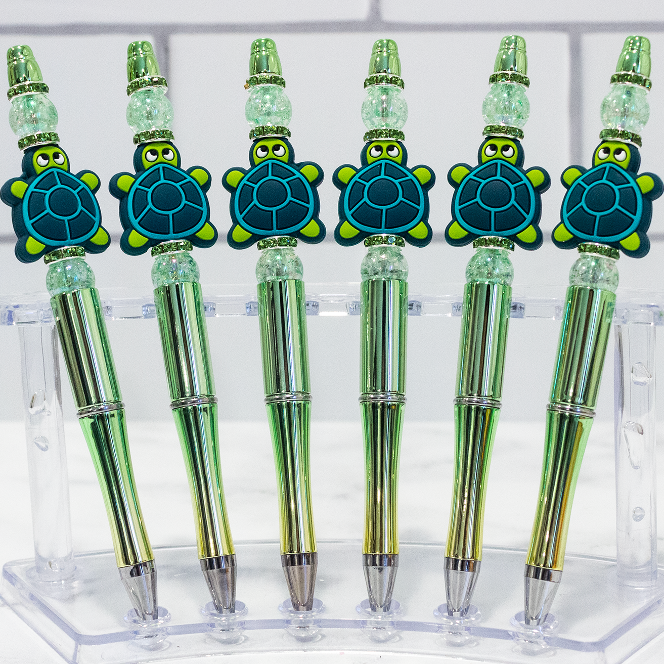 Silicone Turtle Ombre Beaded Pen