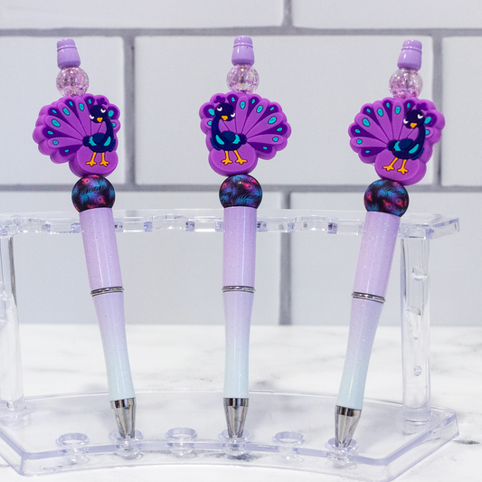 Silicone Peacock Ombre Beaded Pen