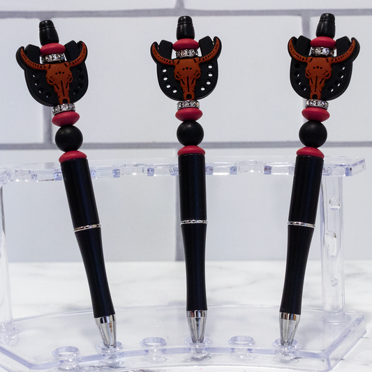 Silicone Longhorn Cow Skull Beaded Pen