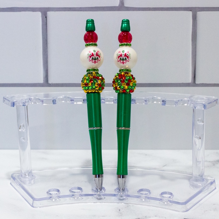 2 Deer & Christmas Tree Beaded Pen