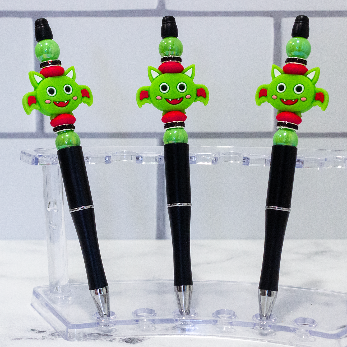 Silicone Green Bat Beaded Pen