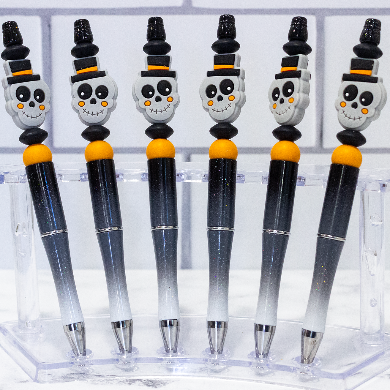 Silicone Skeleton Face Beaded Pen