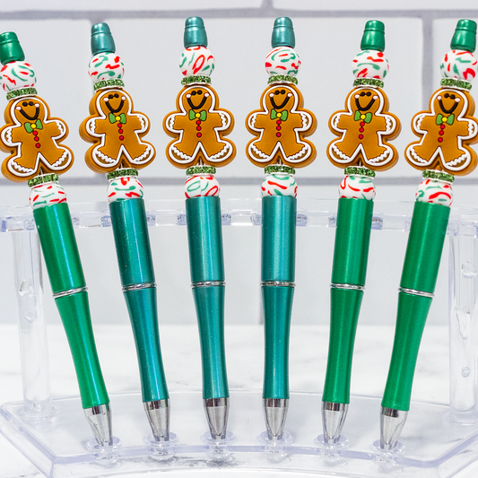 Silicone Gingerbread Green Beaded Pen