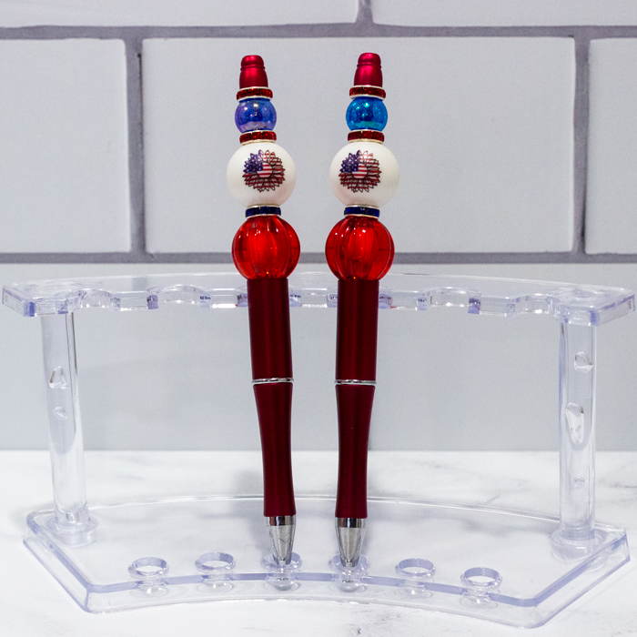 Red, White & Blue Flower Beaded Pen