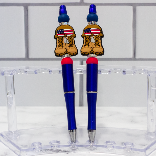 Silicone Service Boot Blue Beaded Pen