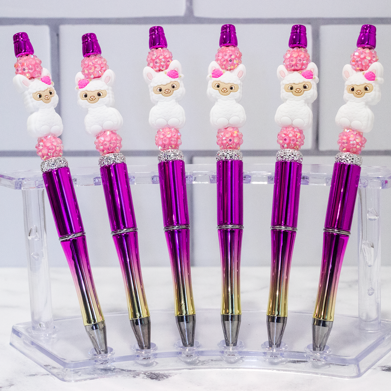 Silicone Llama Beaded Pen