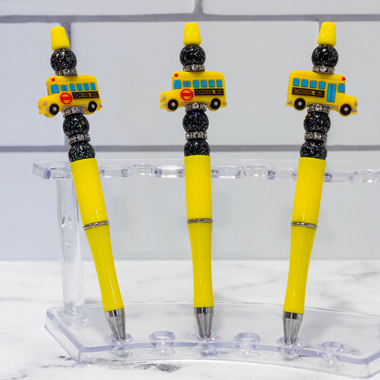 Silicone School Bus Beaded Pen