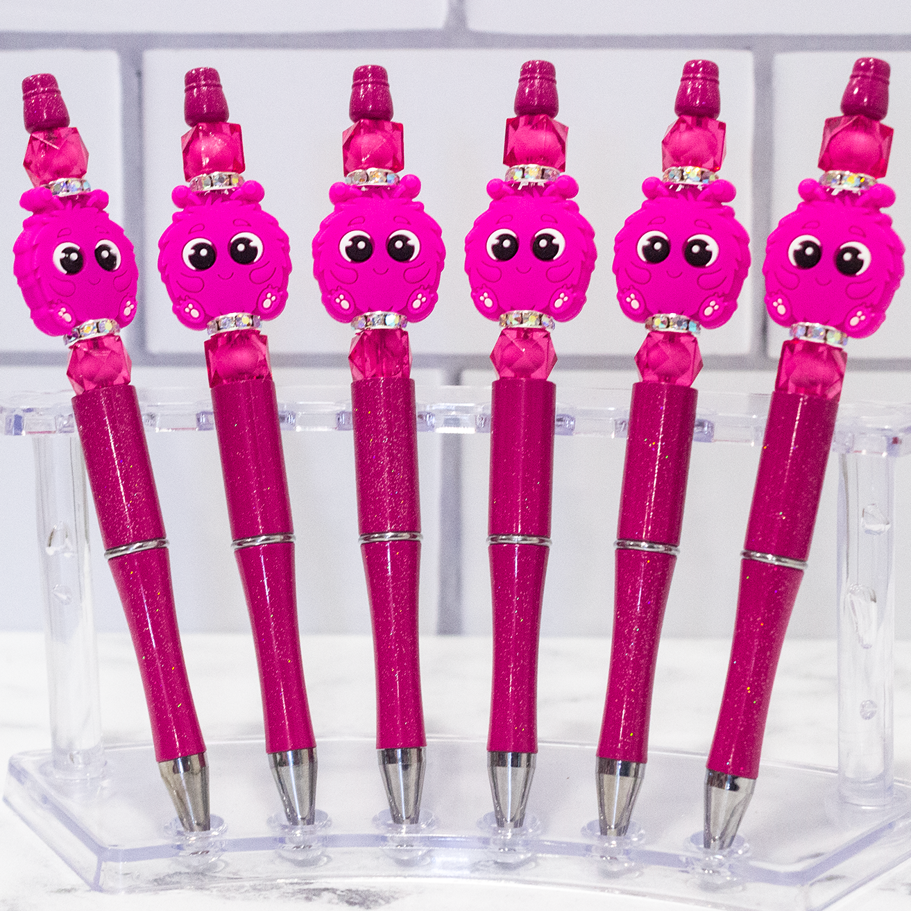 Silicone Pink Martian Beaded Pen