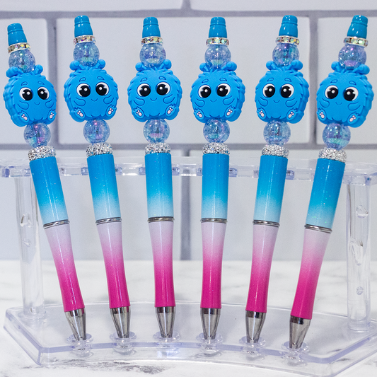 Silicone Blue Martian Beaded Pen