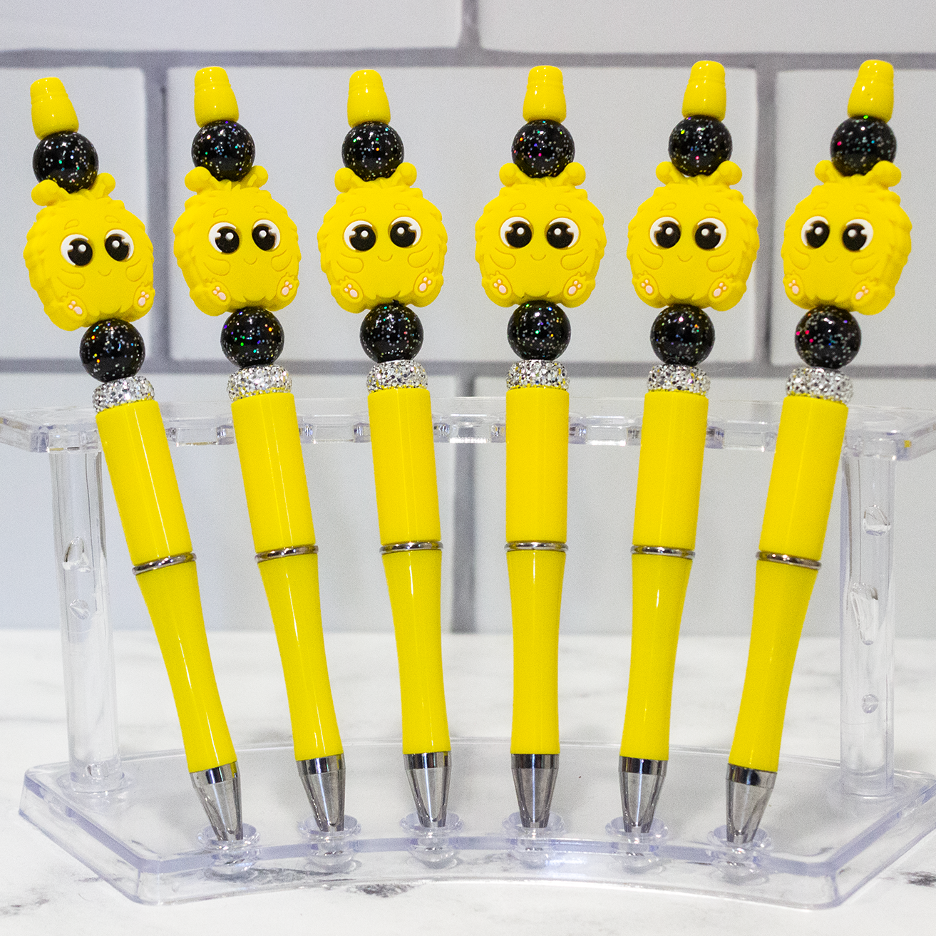 Silicone Yellow Martian Beaded Pen