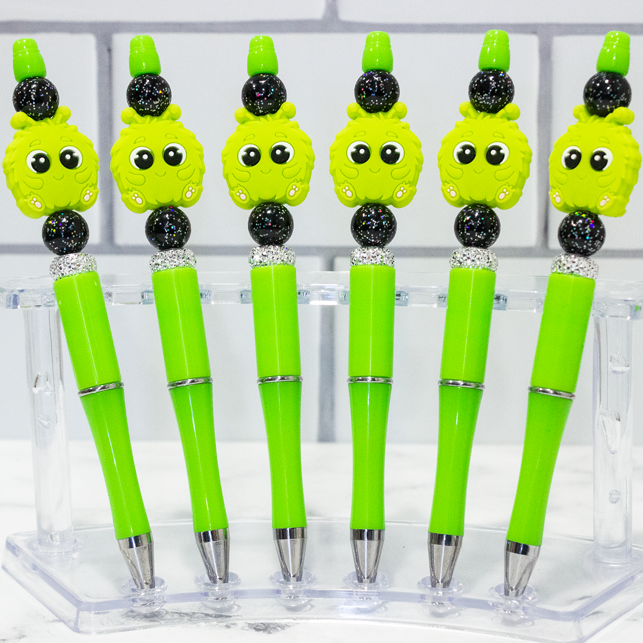 Silicone Lime Green Martian Beaded Pen