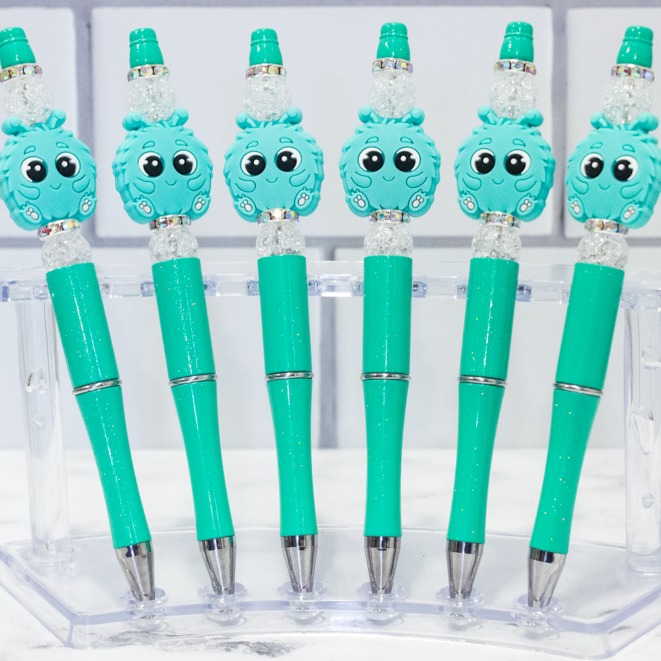 Silicone Mint Green Martian Beaded Pen