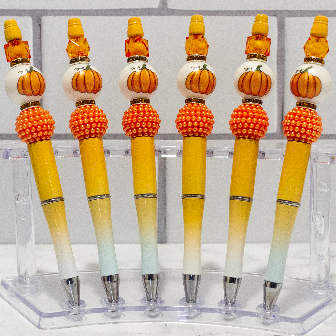 Pumpkin Orange Ombre Beaded Pen