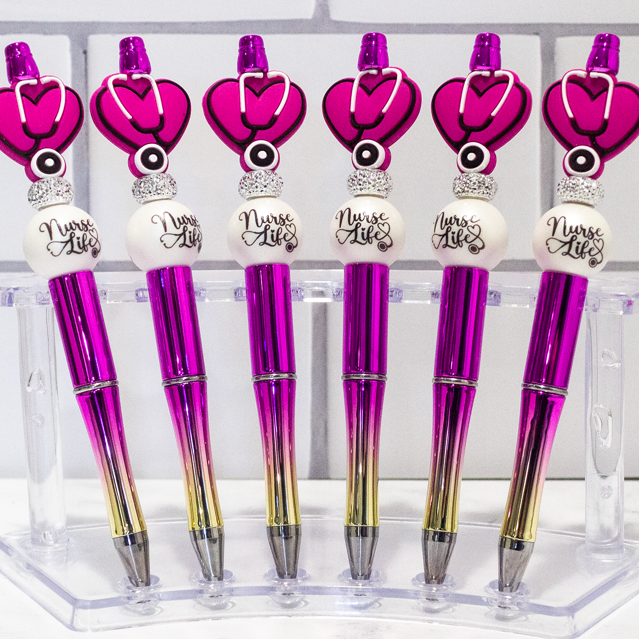 Nurse Life PInk Ombre Beaded Pen